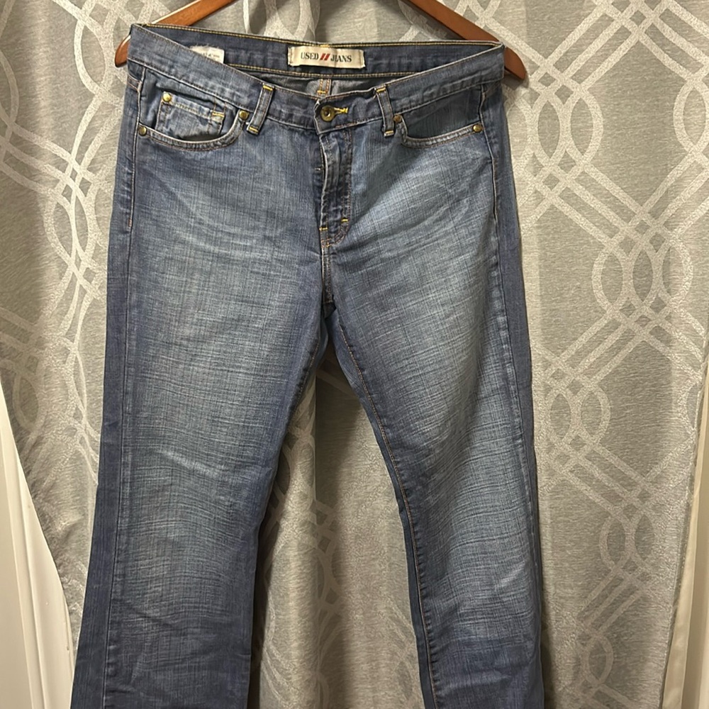 Vintage “Used Jeans” Size 8 Womens Jeans Denim Pants Blue Zipper Button